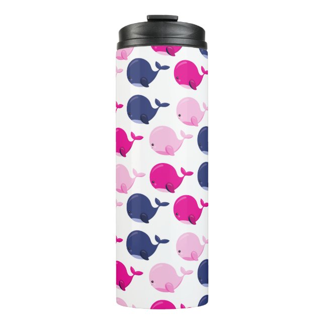 Cute Whales, Pattern Of Whales, Sea Animals Thermal Tumbler (Front)