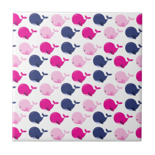 Cute Whales, Pattern Of Whales, Sea Animals Tile