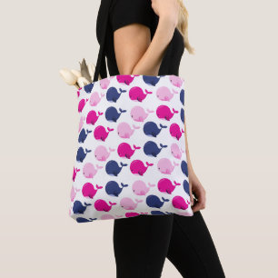 Cute Whales, Pattern Of Whales, Sea Animals Tote Bag