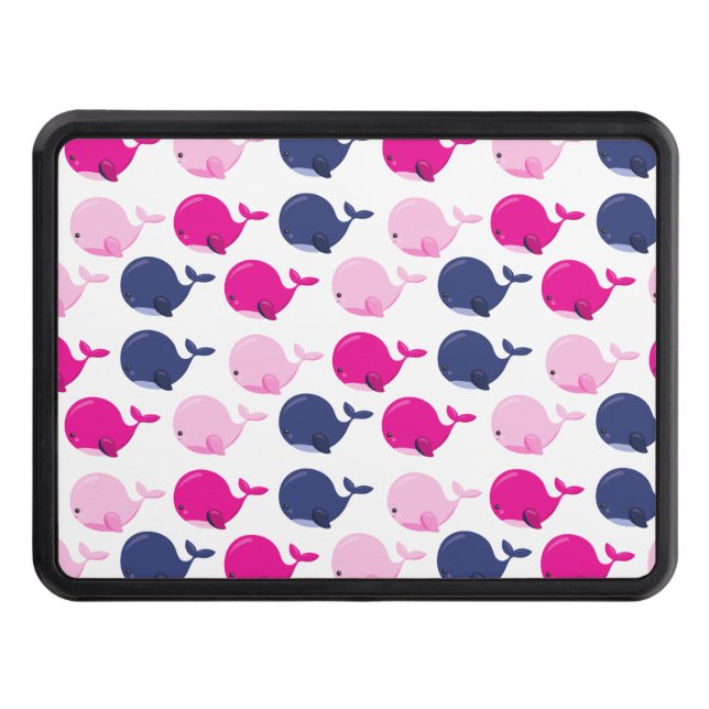 Cute Whales, Pattern Of Whales, Sea Animals Trailer Hitch Cover (Front)