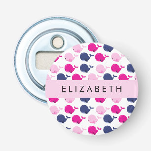 Cute Whales, Pattern Of Whales, Your Name Bottle Opener