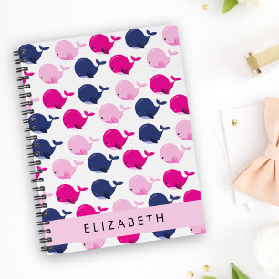 Cute Whales, Pattern Of Whales, Your Name Notebook