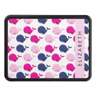 Cute Whales, Pattern Of Whales, Your Name Trailer Hitch Cover