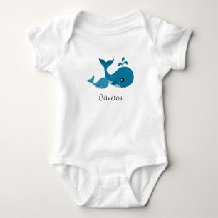 Cute whales personalized name baby bodysuit