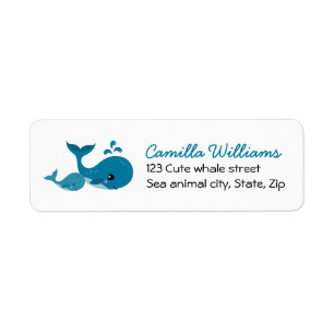 Cute whales return address label