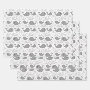 Cute Whales  Wrapping Paper Sheet