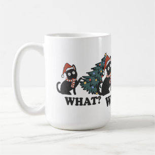 Cute What Funny Cat In Hat With Tree Christmas Coffee Mug