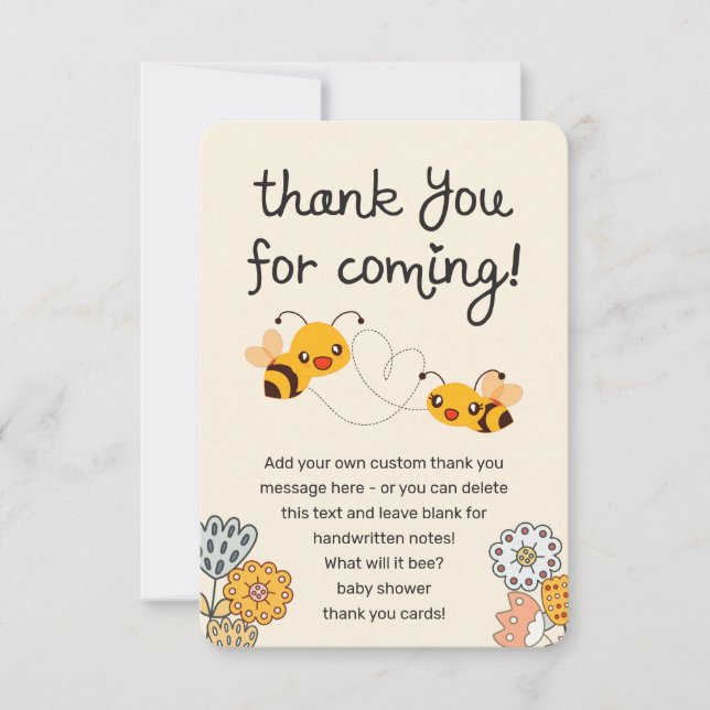 Cute What will it Bee Gender Reveal Baby Shower Thank You Card (Front)