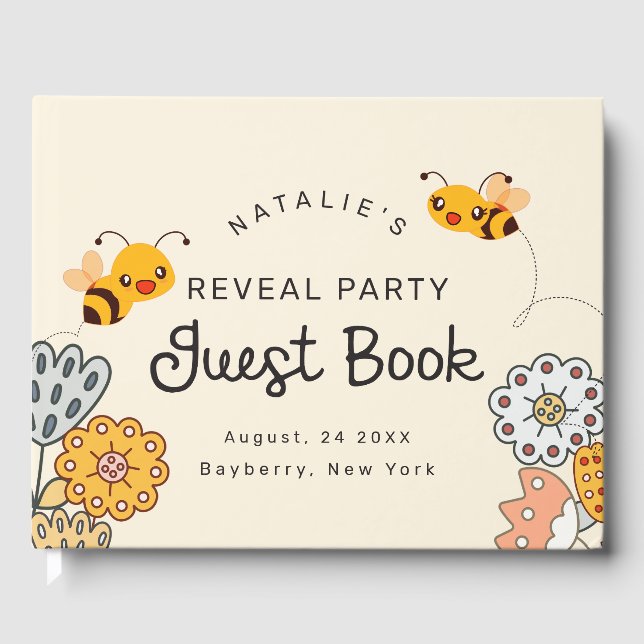 Cute What will it Bee Gender Reveal Party Guest Book (Front)