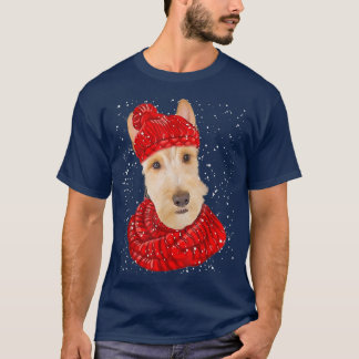 Cute Wheaten Scottish Terrier Dog Xmas Hat Scarf T-Shirt
