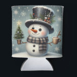 Cute whimiscal Christmas/winter snowman Can Cooler<br><div class="desc">cute</div>