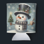 Cute whimiscal Christmas/winter snowman Can Cooler<br><div class="desc">cute</div>