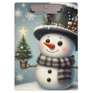 Cute whimiscal Christmas/winter snowman Clipboard