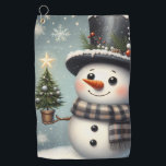 Cute whimiscal Christmas/winter snowman Golf Towel<br><div class="desc">cute</div>