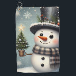 Cute whimiscal Christmas/winter snowman Golf Towel<br><div class="desc">cute</div>