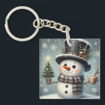 Cute whimiscal Christmas/winter snowman Keychain<br><div class="desc">cute</div>