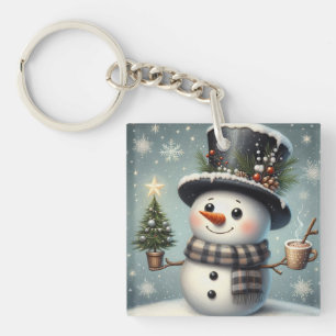 Cute whimiscal Christmas/winter snowman Keychain