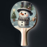 Cute whimiscal Christmas/winter snowman Ping Pong Paddle<br><div class="desc">cute</div>