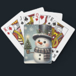Cute whimiscal Christmas/winter snowman Playing Cards<br><div class="desc">cute</div>