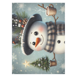 Cute whimiscal Christmas/winter snowman Tablecloth