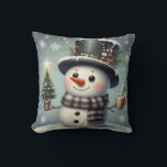 Cute whimiscal Christmas/winter snowman Throw Pillow<br><div class="desc">cute</div>