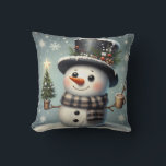 Cute whimiscal Christmas/winter snowman Throw Pillow<br><div class="desc">cute</div>