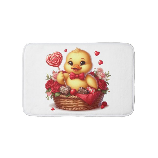 Cute/Whimisical Valentine's day duck Bath Mat (Front)