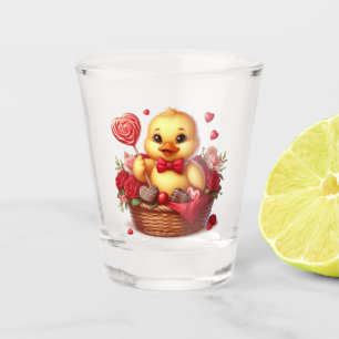 Cute/Whimisical Valentine's day duck Shot Glass