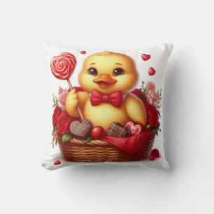 Cute/Whimisical Valentine's day duck Throw Pillow
