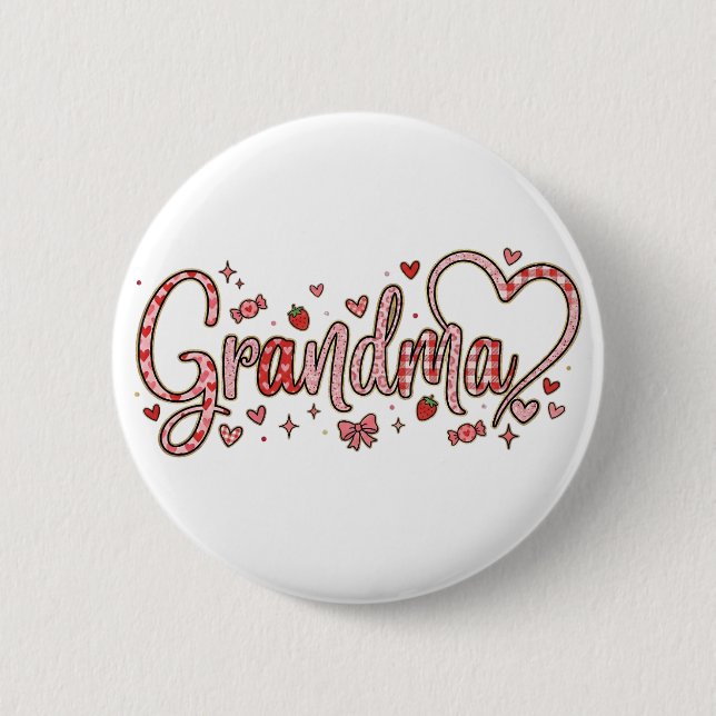 Cute, whimsical and warm Grandma 2 Inch Round Button (Front)