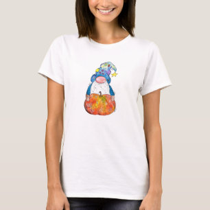 Cute Whimsical Autumn Gnome with Pumpkin T-Shirt