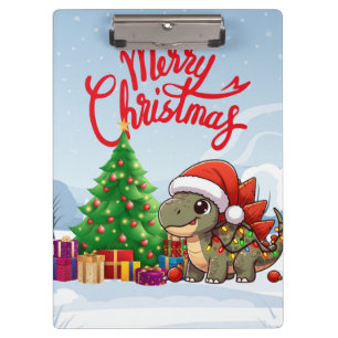 Cute/Whimsical baby Christmas stegosaurus Clipboard