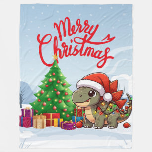 Cute/Whimsical baby Christmas stegosaurus Fleece Blanket