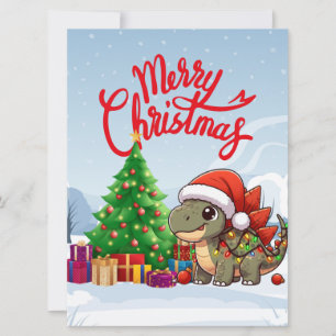 Cute/Whimsical baby Christmas stegosaurus  Holiday Card