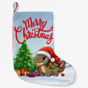 Cute/Whimsical baby Christmas stegosaurus  Small Christmas Stocking