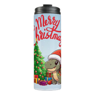 Cute/Whimsical baby Christmas stegosaurus Thermal Tumbler