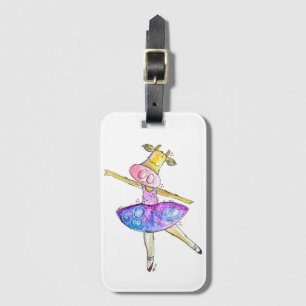 Cute Whimsical Ballerina Cow Luggage Tag