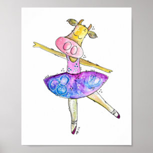 Cute Whimsical Ballerina Cow Poster