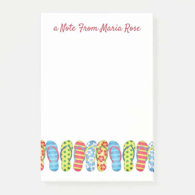 Cute Whimsical Beach Fun Flip Flops Custom Post-it Notes (Front)