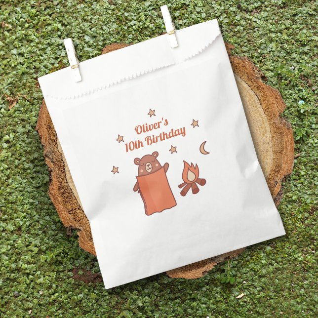 Cute Whimsical Bear Camping Birthday Favour Bag (Creator Uploaded)