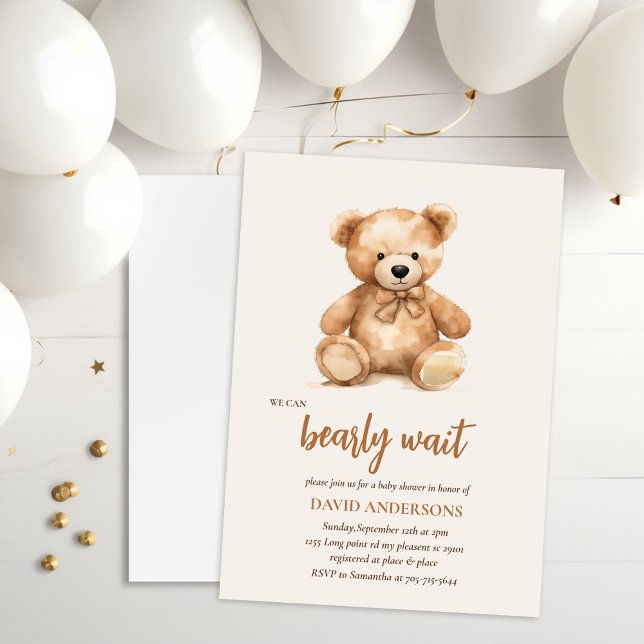 Cute Whimsical Bear With Balloons Invitation (Creator Uploaded)