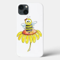 Cute Whimsical Bee on a Flower