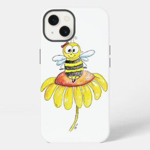 Cute Whimsical Bee on a Flower iPhone 13 Case