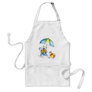 Cute Whimsical Bird on the Beach Standard Apron