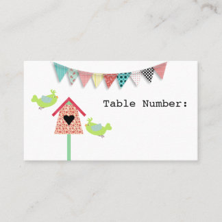 Cute Whimsical Birds And Birdhouse Table Number Place Card
