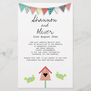 Cute Whimsical Birds And Birdhouse Wedding Info