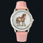 Cute Whimsical Brown Pony Horse Kids Watch<br><div class="desc">Cute kids watch with a watercolor drawing of a cute brown pony.</div>