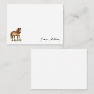Cute Whimsical Brown Pony Script Horse Kids Card