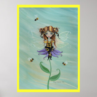 Cute Whimsical Bumble Bee Fairy Fantasy Poster