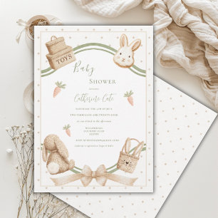 Cute  Whimsical Bunny Vintage Rustic Baby Shower  Invitation
